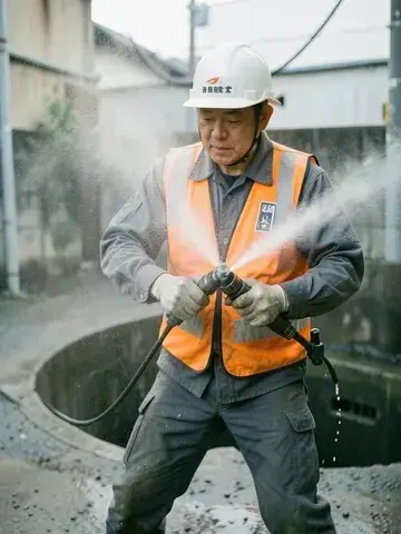 高圧洗浄の作業工程